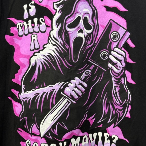 Ghost Face Shirt Mens XL Black Is This A Scary Movie Scream VHS Horror Halloween - Picture 3 of 5